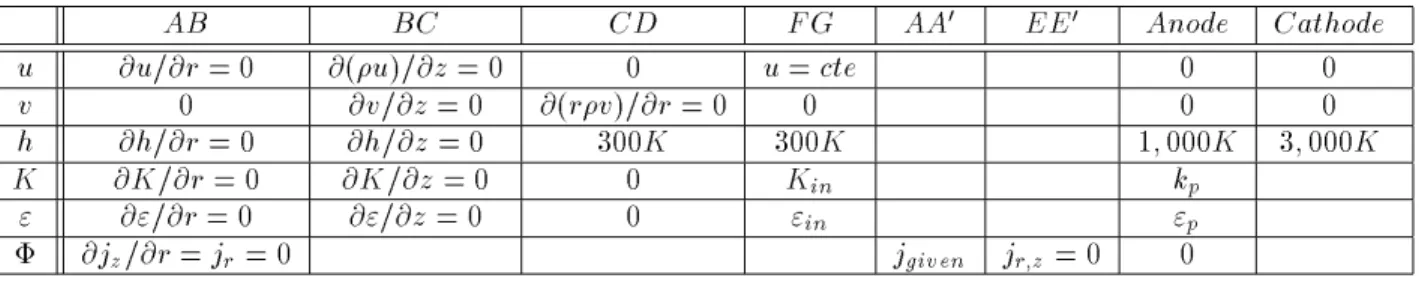 Table 2: Boundary conditions used for the model