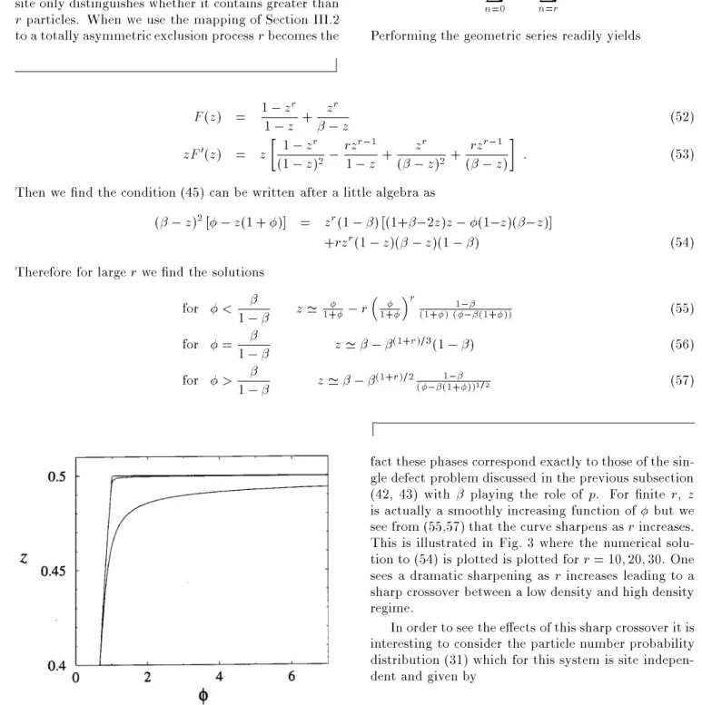 Figure 3. Solutions to (54) for  = 0:5 and r = 10; 20; 30