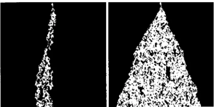 Figure 2. Ilustration of space-time evolution: below and above p c .