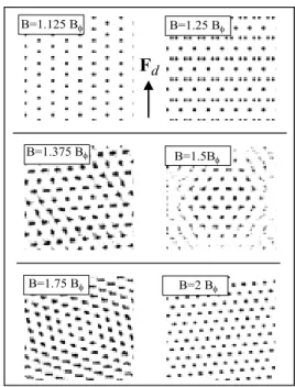 Figure 3. Vortex positions in low-T innite-drive phases.