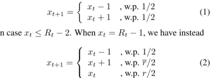 Figure 1. Random walk subject to hard reflector: transitions in the x-y plane.