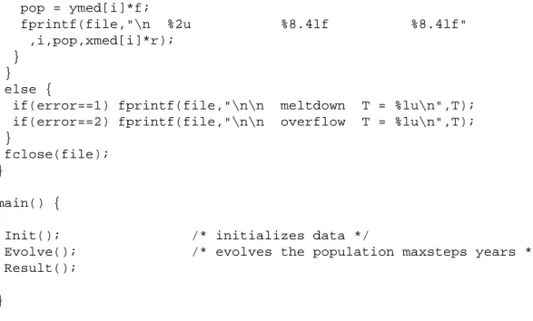 Figure 3 compares some different survival rates as a function of age. The common parameters are: R = 10, T = 4, N (0) = 100, 000 (half for each sex in case of sexual reproduction) and N max = 10 × N (0); birth rate b = 2 in asexual case and b = 4 for femal