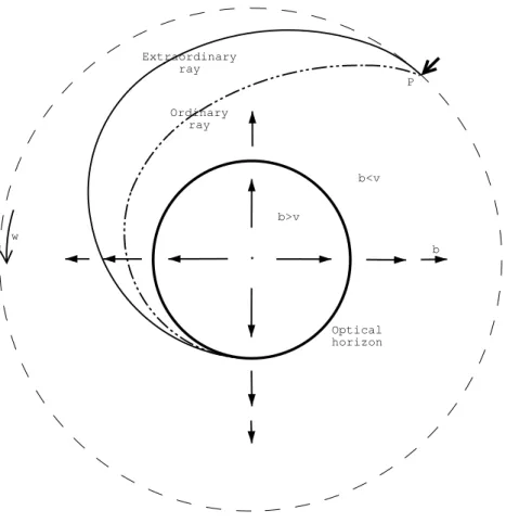 Figure 1. The in-coming light path for both polarization modes are shown for the cylindrical configuration