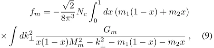 TABLE I. Results for the pseudoscalar meson weak decay constants f m calculated with Eq.(12)