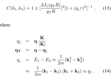 Figure 5. The plot illustrates the fact that we can have the maxi- maxi-mum of the bosonic correlation curve below unity, even when the intercept parameter is fixed to be λ = 1