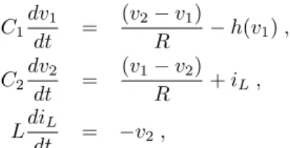 Figure 1. (a)Chua’s circuit, with two capacitors ( C 1 and C 2 ), one linear resistor ( R ), one linear inductor ( L ), and a nonlinear diode ( N r )