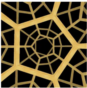 FIG. 8: View from inside PDS perpendicularly to one pentagonal face. In such a direction, ten dodecahedra tile together with a 1/10th turn to tessellate the universal covering space S 3 