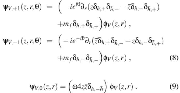 TABLE I: S-wave vector meson data. The coupling f V and the de- de-cay width Γ e + e − are related through f V 2 = (3M V Γ e + e − )/(4πα 2 ) 