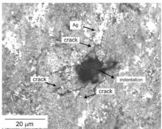 FIG. 8: Optical micrograph of a cube-corner indentation in sample GC.