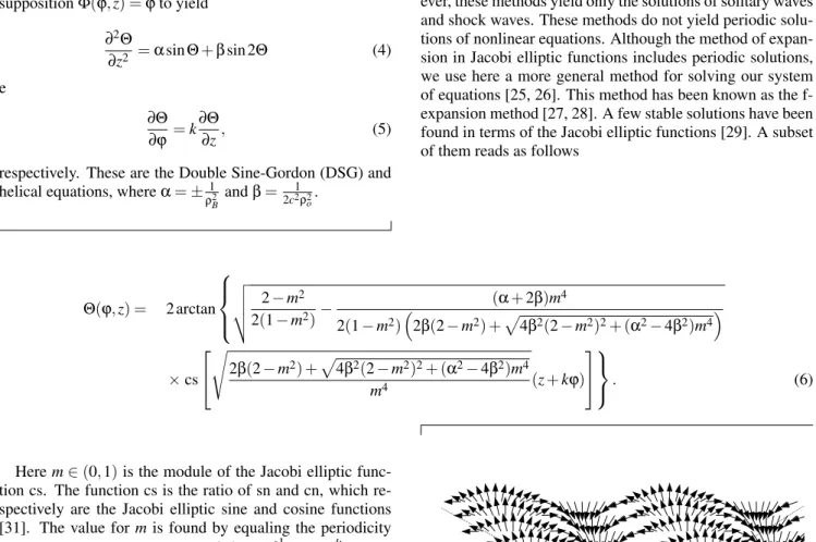 FIG. 1: Schematic representation of the spin distribution on the cylinder according to solutions (6)