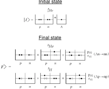 FIG. 3: Initial and final states for 5 Λ He nonmesonic decay.