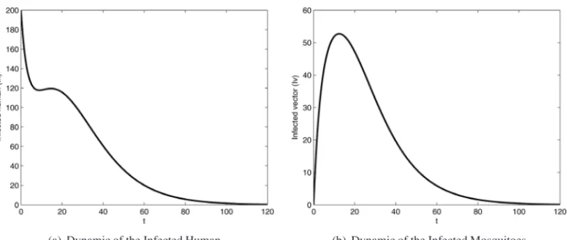 Figure 3: Dynamic of the infected population within of one patch, k = 1. Initial conditions:
