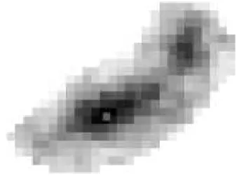 Figura 8: Exemplo do tratamento da imagem, por agrupamento de p´ıxeis, de uma gal´axia merger para que seja poss´ıvel computar a estat´ıstica I