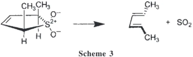 Figure 9. Frontier molecular orbital transition state analyses for cheletropic expulsion of SO 2  from sulfolenes.
