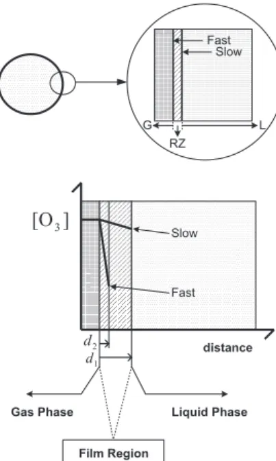Figure 1 shows a simplified sketch representative of a gas-liquid interface where the film theory can be applied.