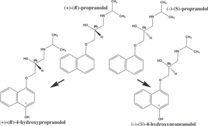 Figure  1.  Chemical  structures  of  propranolol  and  4-hydroxypropranolol  enantiomers