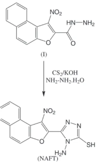 Figure 1. The schematic diagram of procedure of NAFT preparation from  3-nitronaphtho[2,1-b]furan-2-carbonhydrazide