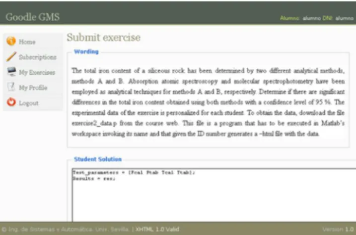 Figure 3. An example Goodle GMS results submission page