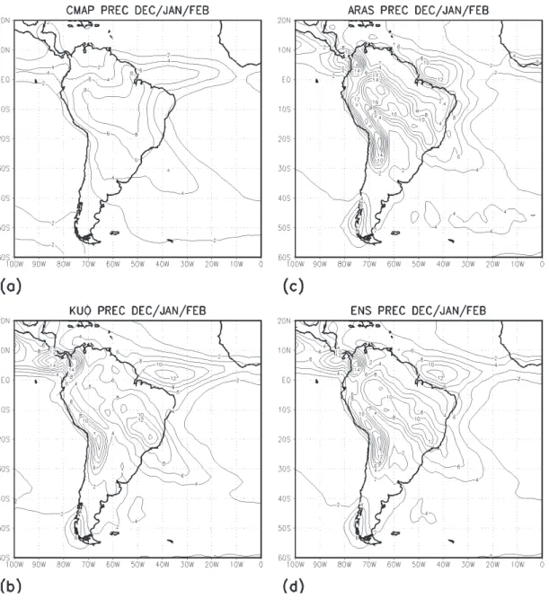 Figure 2 - Contours of climatological precipitation for december,January and February