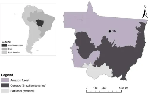 Figure 1 - Location of micrometeorological tower in the Amazon-Cerrado transitional forest.