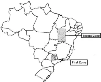 Figura 1 - Spatial distribution of rainfall observations for first zone and second zone.