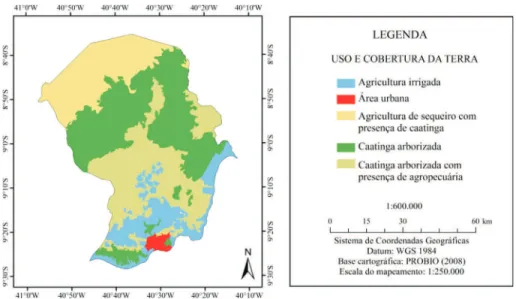 Figura 2 - Uso e cobertura da terra do município de Petrolina - PE. Fonte: Adaptado PROBIO (2008).