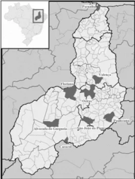 Figura 2 - Localização das plataformas de coletas de dados no mapa do Piauí.
