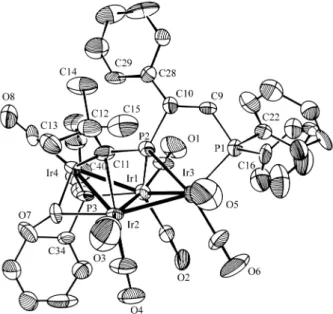 Figure 3.  Molecular Structure of [Ir 4 (µ-CO)(CO) 7 (µ 4 -η 3 -Ph 2 PC(H)- PC(H)-C(Ph)PCBu t )(µ-PPh 2 )]  2 