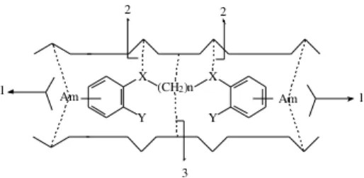 Figure 6.  Proposed model for the interactions of bisamidine deriva- deriva-tives with the receptor