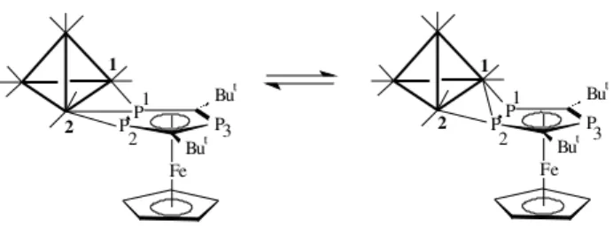 Figure 2.  VT  31 P{ 1 H} NMR spectra of the mixture containing compounds  4a and 4b. 1 2 Bu t Bu t OSiMe 3      OSiMe3SiMe3(CO)3FePPFe(CO)3Fe