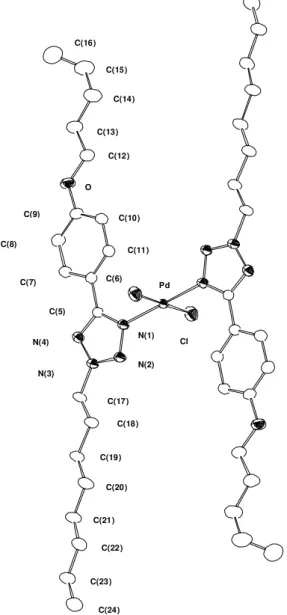 Figure 1.  View of the structure of complex 3a  trans-[C 40 H 64 N 8 O 2 PdCl 2 ] showing the atom-labeling scheme