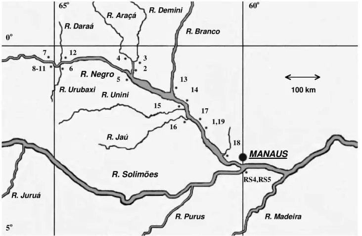 Figure 1. Geographical distribution of sampling sites. (Only some rivers are shown)