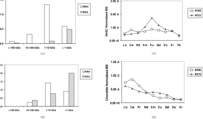 Table 6 : Analytical results from the ultrafiltration of three  blackwater samples (IN1, IP1, and RN4) and a  whitewater sample (RS4)