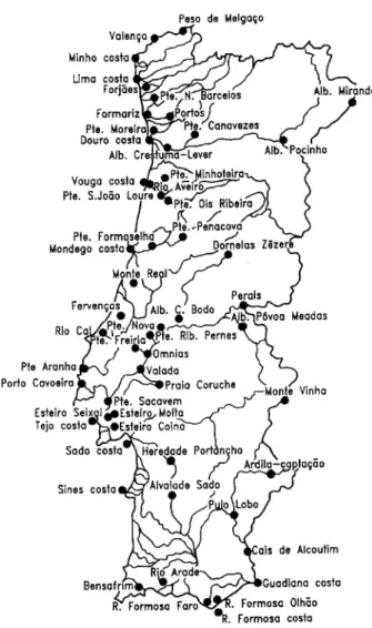 Figure 1. Map of Portugal with selected sampling points.