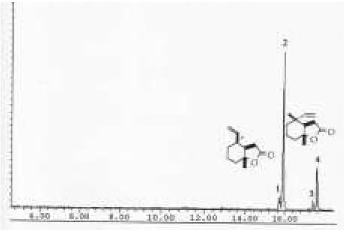 Figure 3. Gas chromatogram of the volatile compounds present in the salivary glands of calling male A
