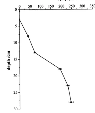 Figure 5. Depth profile of sulphide in a sediment sample collected in the Lagoon of Venice.