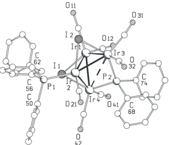 Table 2. Selected intramolecular distances (Å) and angles (°) for [HIr 4 (µ-I) 2 (CO) 7 (PPh 3 )(µ-PPh 2 )] (4)