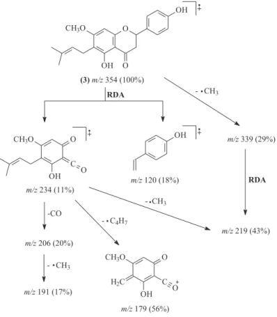 Figure 4. Fragmentation pathway of flavanone 3, based on MS/MS experiment.