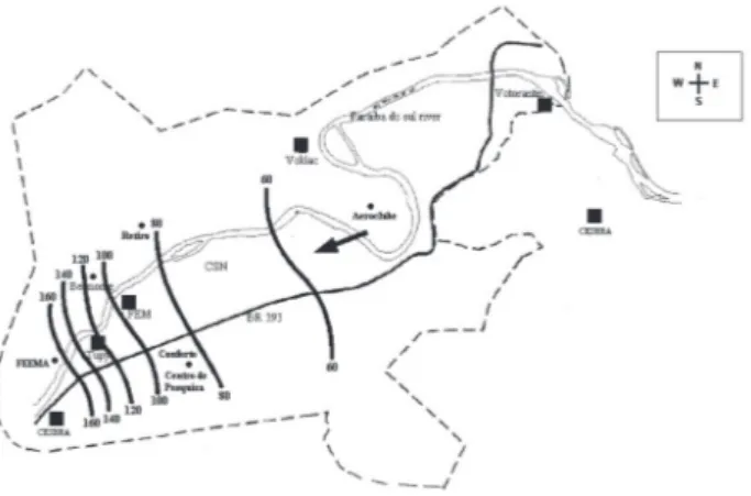 Figure 1. TSP average spatial distribution in Volta Redonda in the first evaluation (Dez/95-May/96)