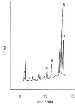 Figure 3. HPLC chromatogram of the phenolic acids extract of acerola. Column: Lichrospher – 100 RP 18 (250 x 4.6 mm); eluent: