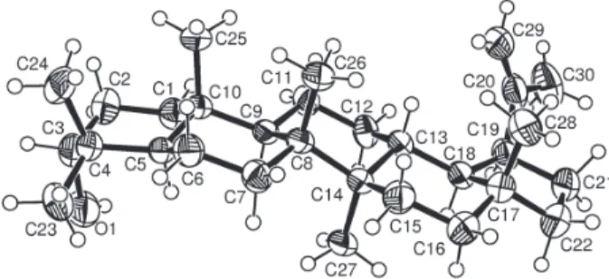 Figure 3. ORTEP diagram of compound 1 with numbering scheme showing the specific stereochemistry at C-18.