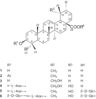 Table 1.  13 C NMR data for compounds 1, 2, 3,  4,  5, 6 (pyridine-d 5 )