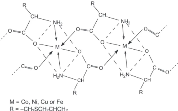 Figure 2. Proposed schematic structures for the [M(C 6 H 10 NO 2 S) 2 ] complexes.