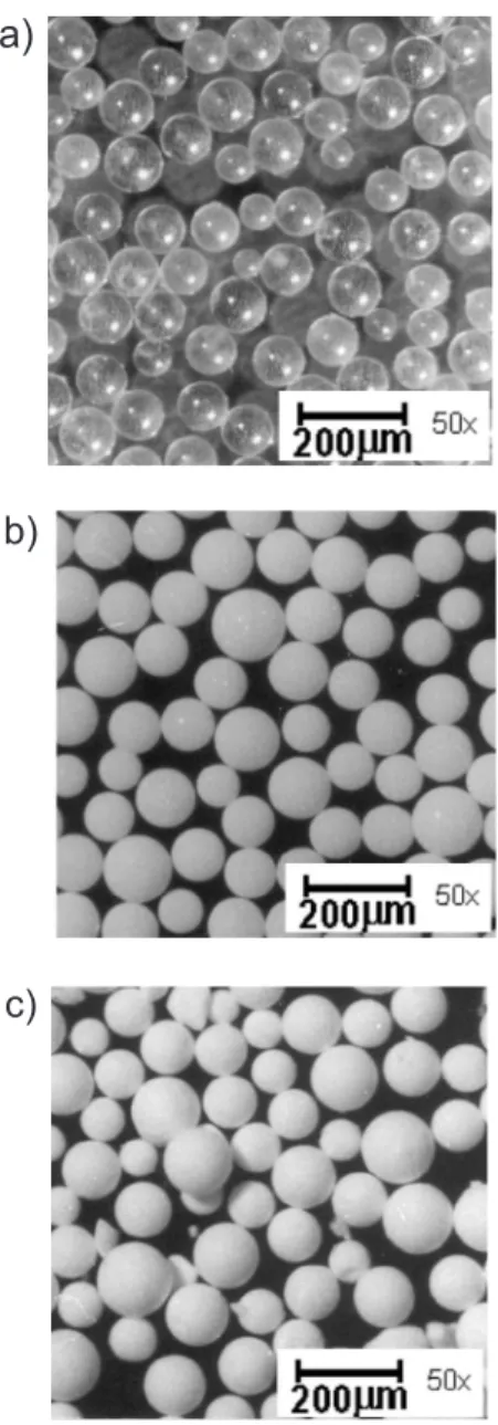 Figure 1. Optical micrographies of VT-25 (a), VT-26 (b) and VT-27 (c).