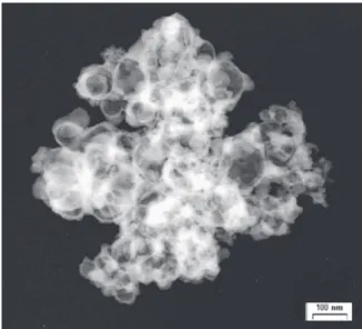 Figure 1. Bright field transmission electron micrograph of the nanostructured aluminum phosphate.