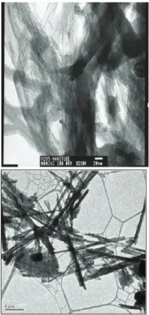 Figure 5. Morphologies for vanadium oxide with carbon black (a) with single-wall carbon nanotubes(b)