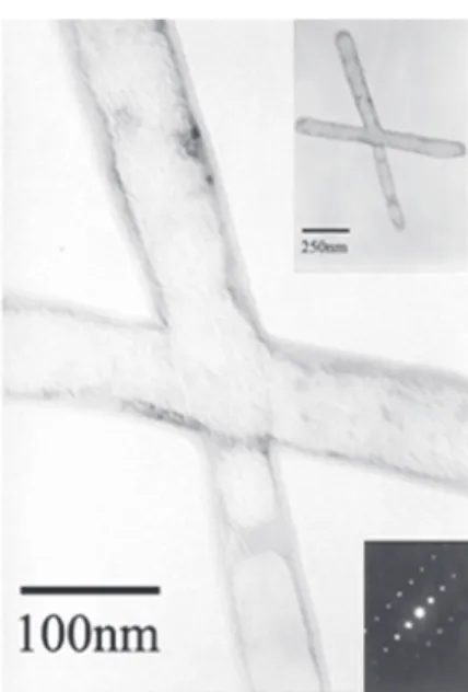 Figure 2 shows the XRD patterns of ZnS nanotubes with crossed-channels. ZnS crystalline phase appeared with 2 θ  = 28.8°(111), 33.3°(200), 47.7°(220), 56.5°(311), 59.3°(222), 69.6°(400), 76.9°(331), respectively, which are close to those reported in the JC