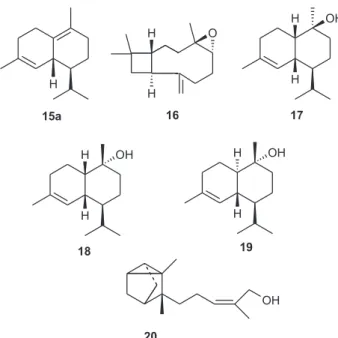 Figure 2. Chemical structures of the sesquiterpenes responsible for the most relevant odors in C