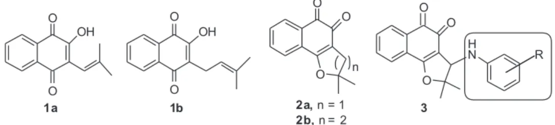 Figure 1. Some natural and semi-synthetic naphthoquinones endowed with anticancer activity.