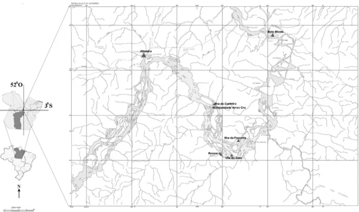 Figure S1. Map illustrative showing the study area (at Altamira city 02° 34 ‘ 45 “ S and 51º 57 ‘ 15”W Gr) leaf SB.22−Y−D, PA.